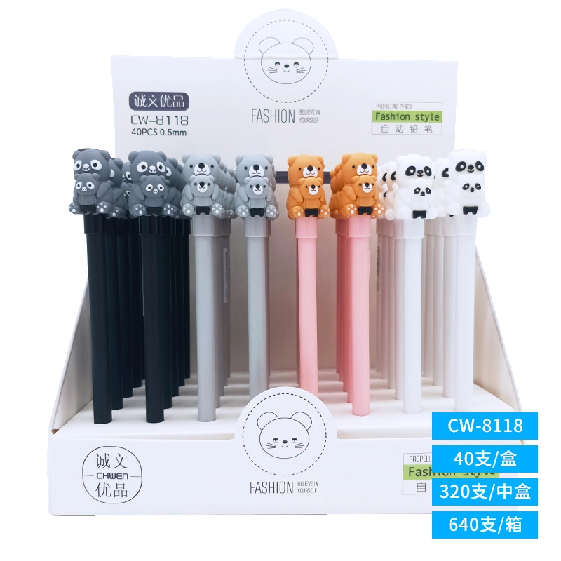 Silicone Cartoon Funny Bear Doll plastique Mécanique crayon