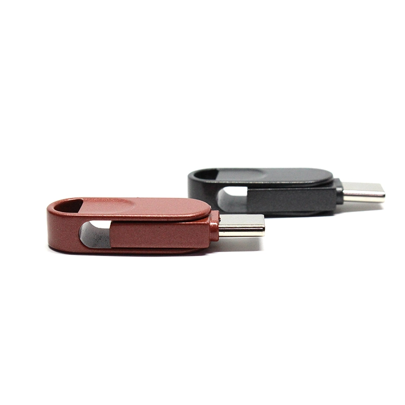 Color Metal Rotating Compact Dual Head USB Disk Mobile Phone and Computer USB Flash Drive Type-C USB Interface