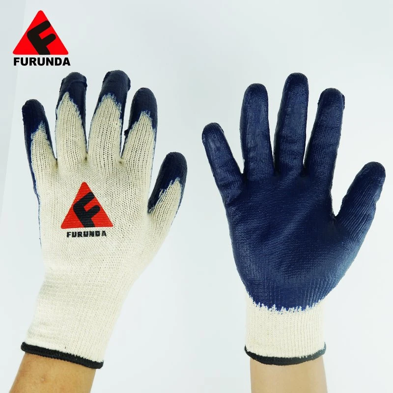 Guantes de seguridad 10g El algodón recubierto de Latex Guantes de trabajo de las arrugas