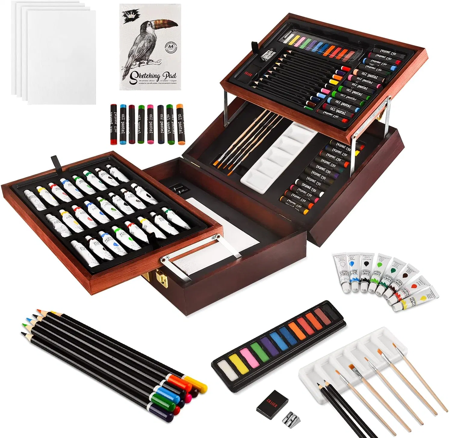 Kunstbedarf-Kinder Malset-88PC Deluxe Art Set in Holzkiste