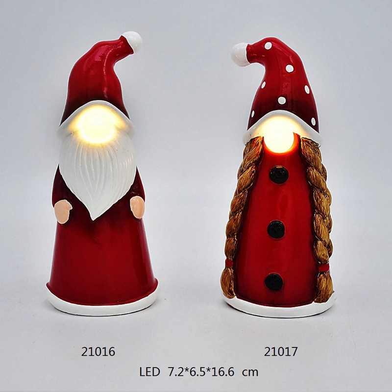 Regalo navideño decorativo, cara de Santa Claus con iluminación LED, decoración de cerámica para el hogar