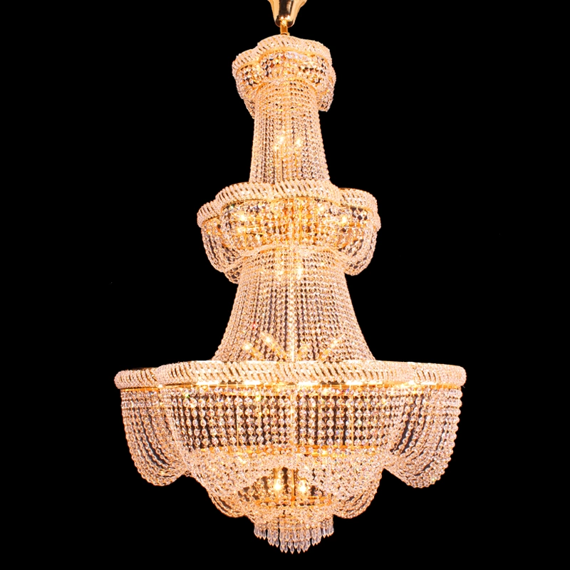 Customizable Indoor Decoration Hotel Lobby Villa Engineering Gold Crystal Chandelier Lighting