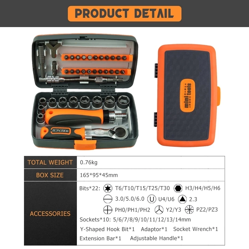 38 in 1 Labor-Saving Ratchet Multi-Purpose Screwdriver Screwdriver Set Household Hardware Tools Combination Screwdriver Toolbox