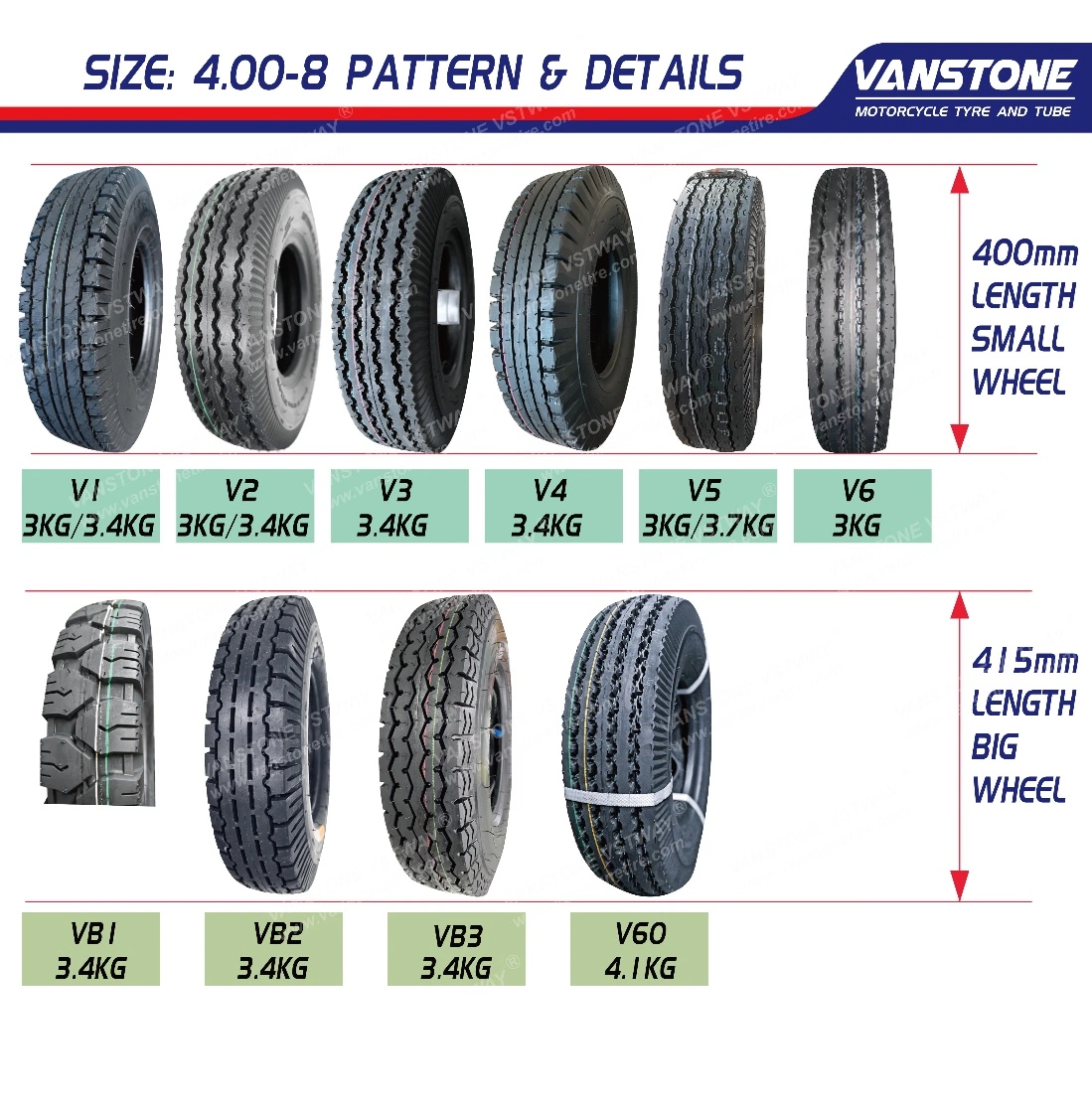 4,1kg Bajaj MRF Dreirad-Motorreifen Dreirad Motorrad Reifen 4.00-8 Llantas