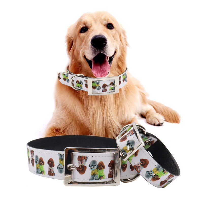 Sublimation Blank PU Leather Pet Collar Heat Transfer Printing DIY Adjustable Pet Belt for Whoelsale