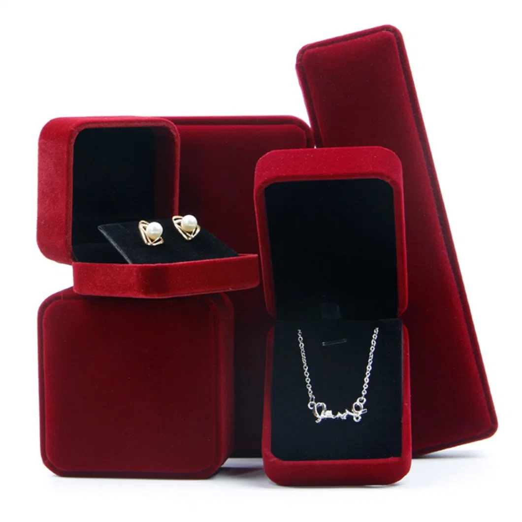 Custom Velvet LED Jewelry Ring Pendant Necklace Bracelet Earrings Box Storage Packaging Gift Organizer Jewellery Case with Light