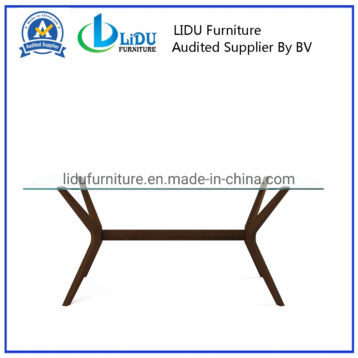 Dark Color Dining Room Furniture Rectangular 8 Seaters Solid Oak Modern Wooden Dining Table Glass Top