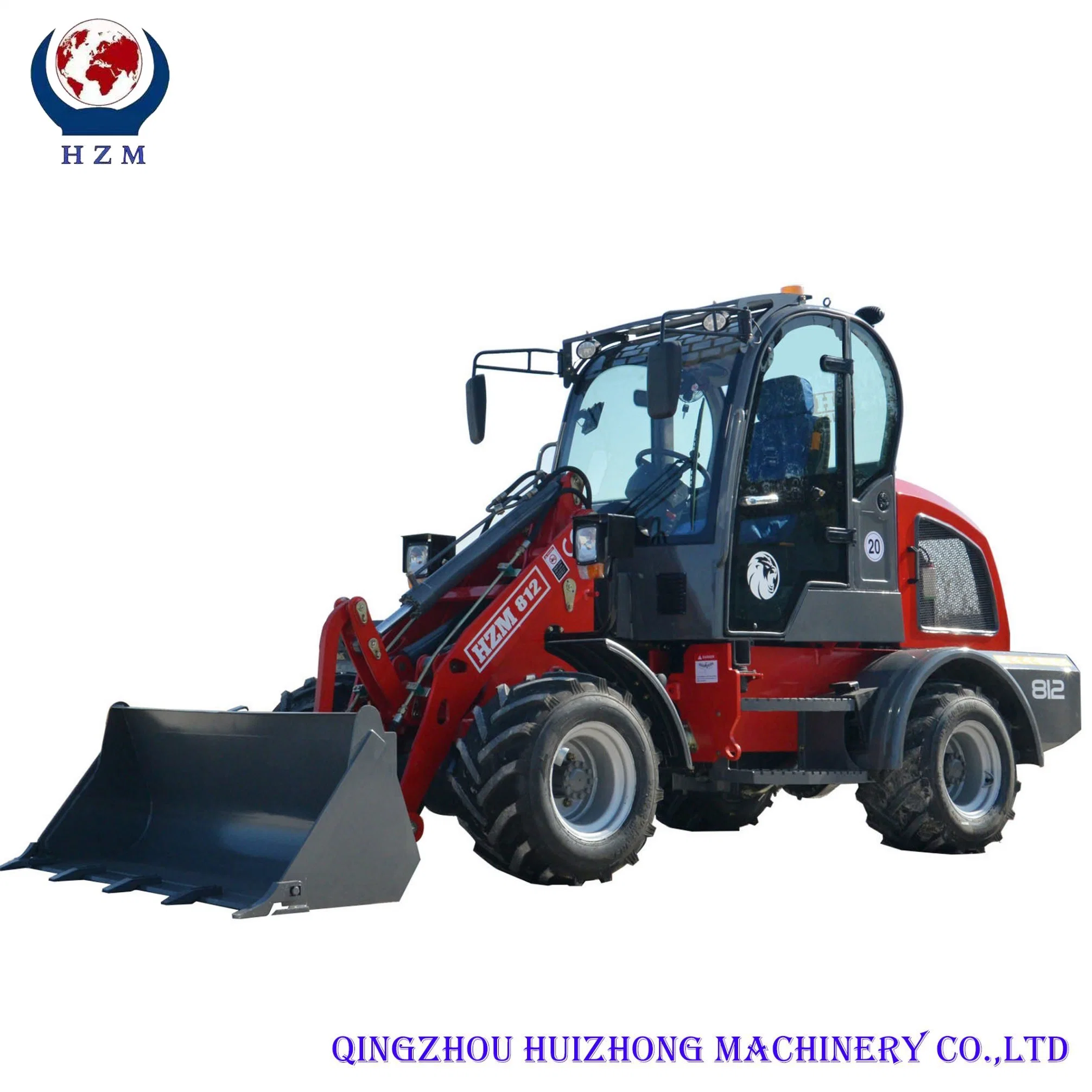 China Proveedor Hzm Compact/multifuncional/articulado con CE/Motor Euro 5 cuchara/Tenedor/Accesorios/cabina/ROPS/barra antivuelco 812 minicargadora para ventas/Jardín