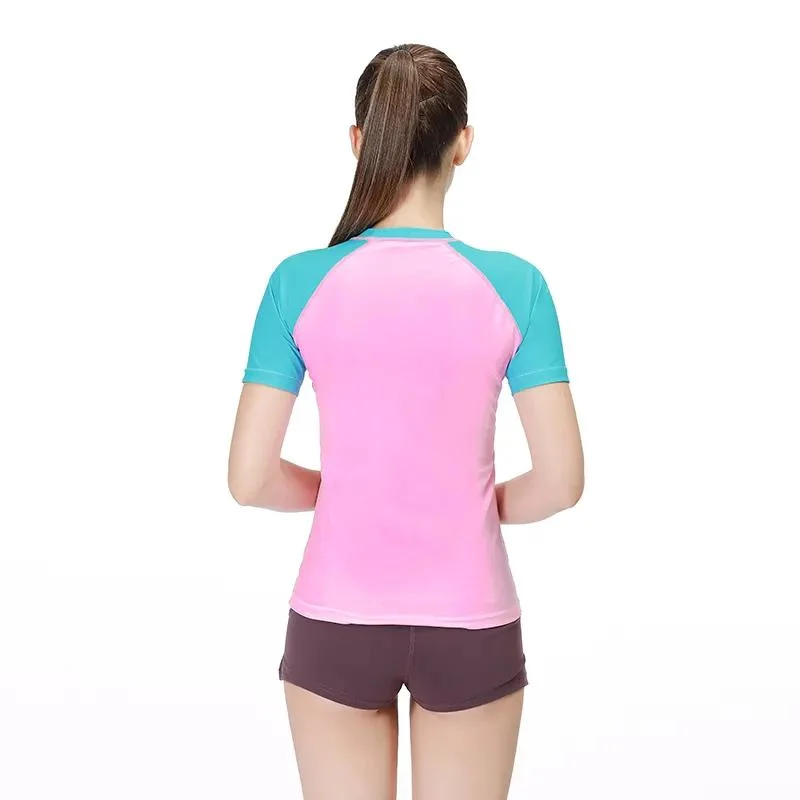 OEM ODM Service Women's Short Sleeve Rashguard Upf 50+ Nylon Rash Guard