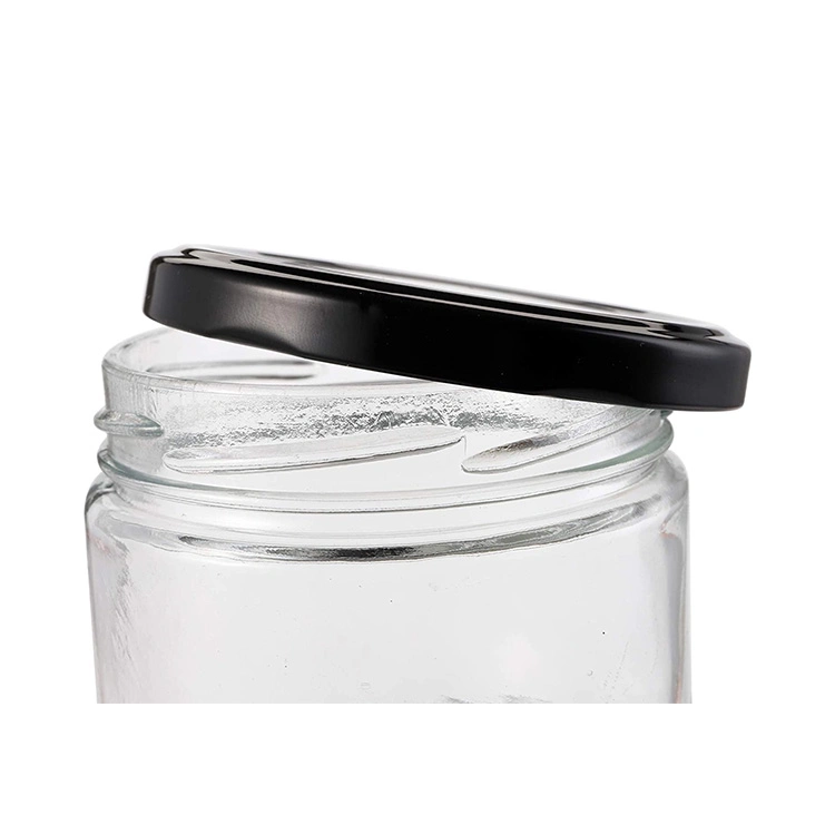 300ml 10oz Wide Mouth Glass Mason Jars Clear Glass Storage Jars Container with Black Metal Lid for Jams Honey Baby Foods Craft Spice Wedding Favors