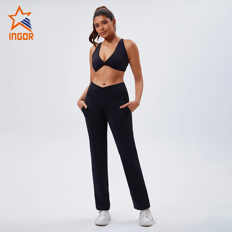 Ingor Sportswear Mayoreo ropa de ejercicio mujeres Mayoreo ropa de seguimiento personalizada mujeres Fitness Sports Sujetador + Flare Leggings pantalones conjunto de 2 piezas Ropa de entrenamiento de yoga