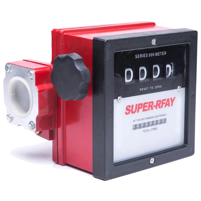 Mechanical Flow Meter FM-120 1" for Fuel Dispenser 4-Digit Diesel Gasoline Petrol Oil Gallon Liter Counter Gauge 1 Inch Analog Fuel Flow Meter