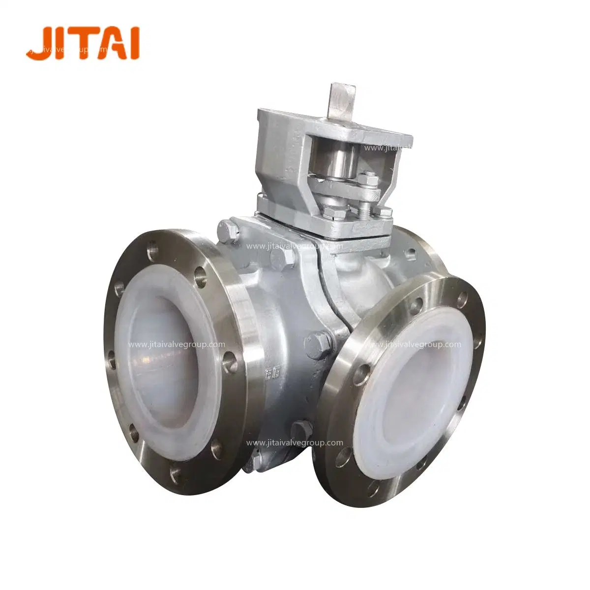 Bare Shaft CF8 Compact PTFE Lined Three Way Ball Valve