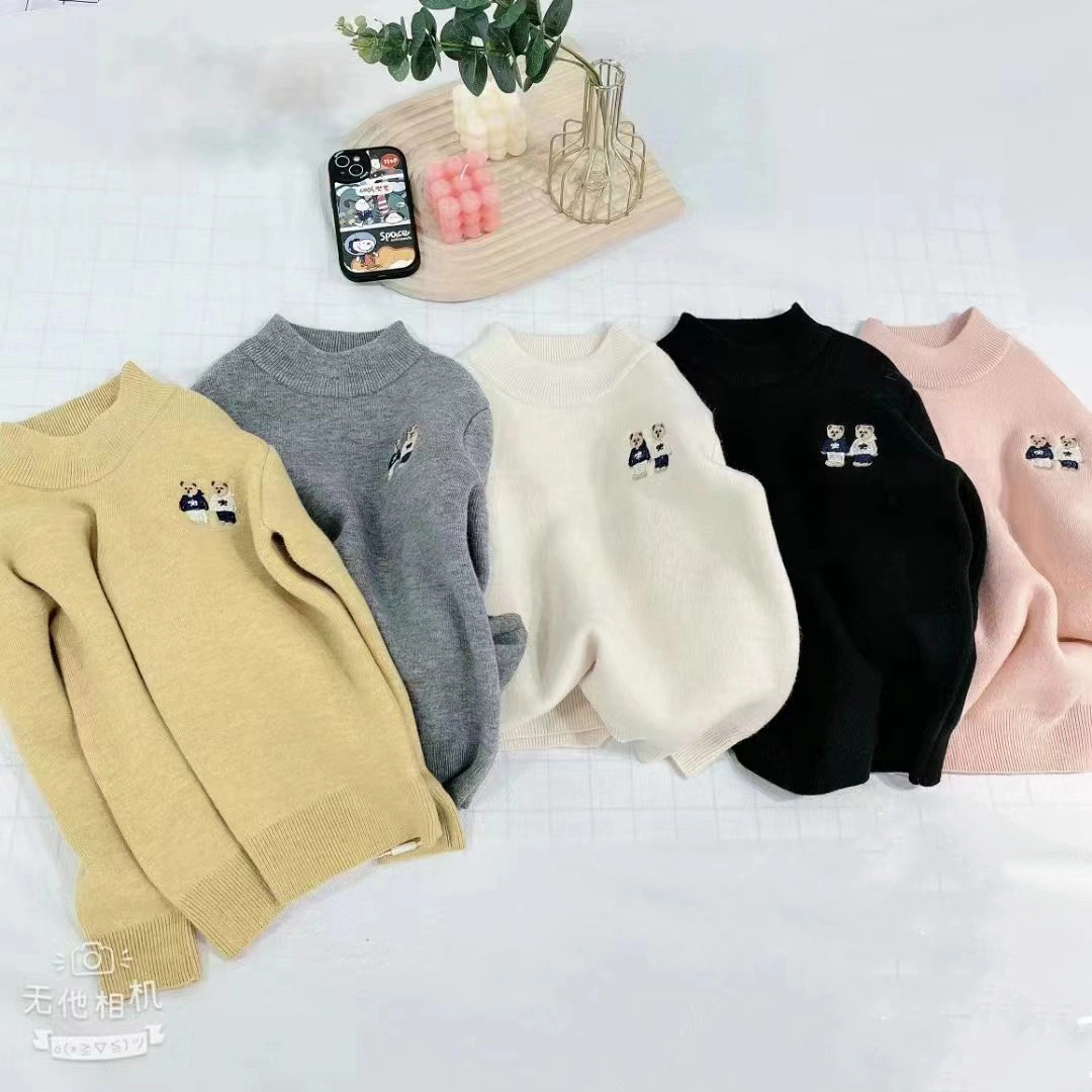 Fall / Winter High Quality Ultra Soft Kid Unisex Brand Fashion Design Knitted Custom Pull Over Turtleneck Long Sleeve Sweater Clothing Garment Wholesale Price