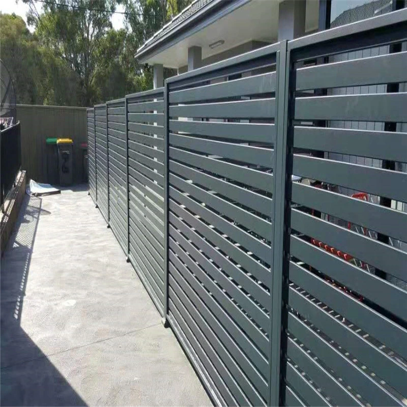 Customized Color Decorative Black/Whitehorizontal Ornamental Powder Coated Aluminum Outdoor Exterior Metal Aluminum Privacy Metal Slat Fences Panel