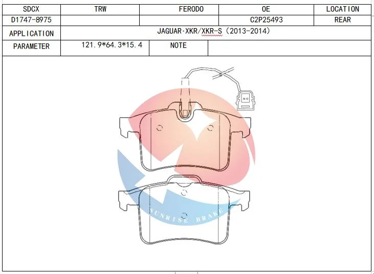 U-Pad D1747-8975 / C2p25493 pastilla de freno del eje trasero para Jaguar XKR-S 2013-2014