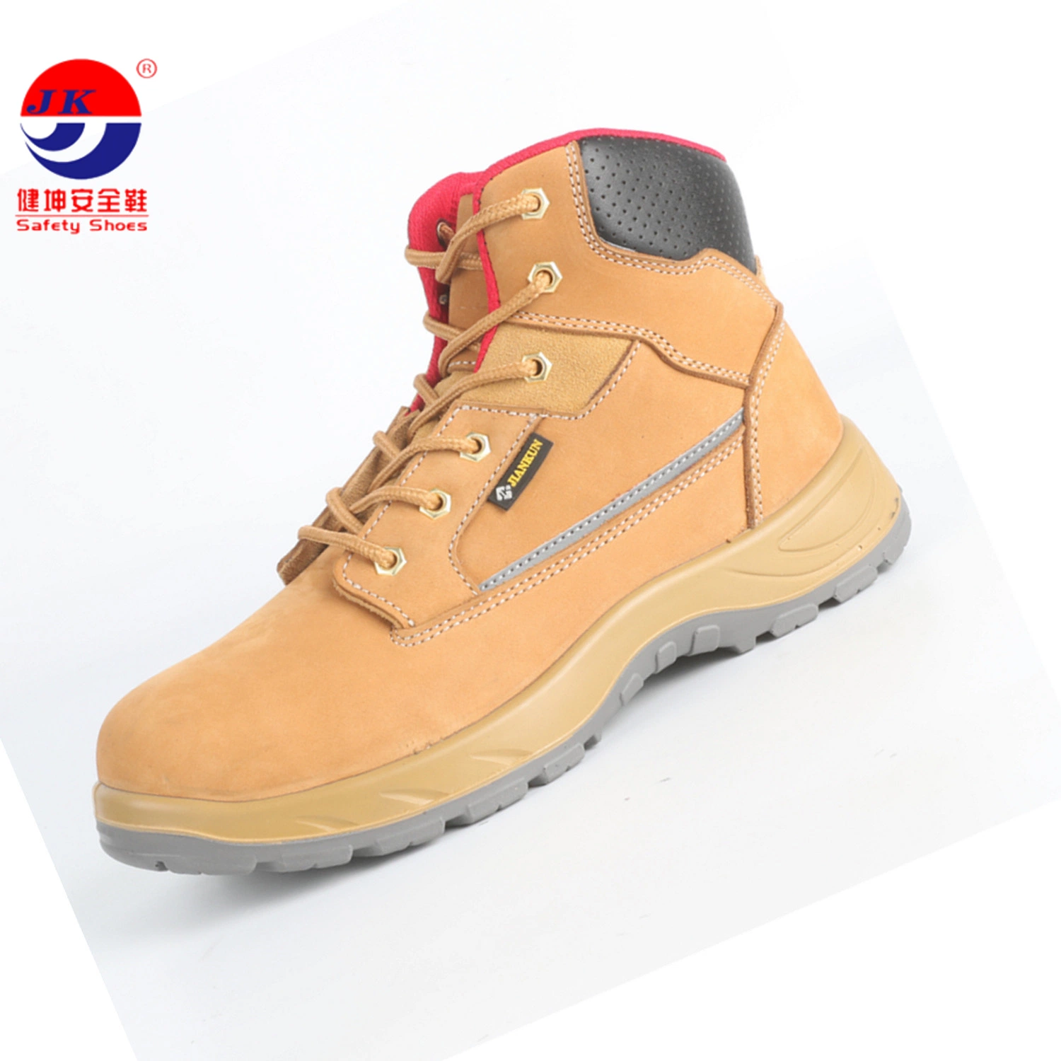 Unisex High-Ankle Nubuck Leather Safety Shoe with PU Injection Sole, Working Men Safety Boot