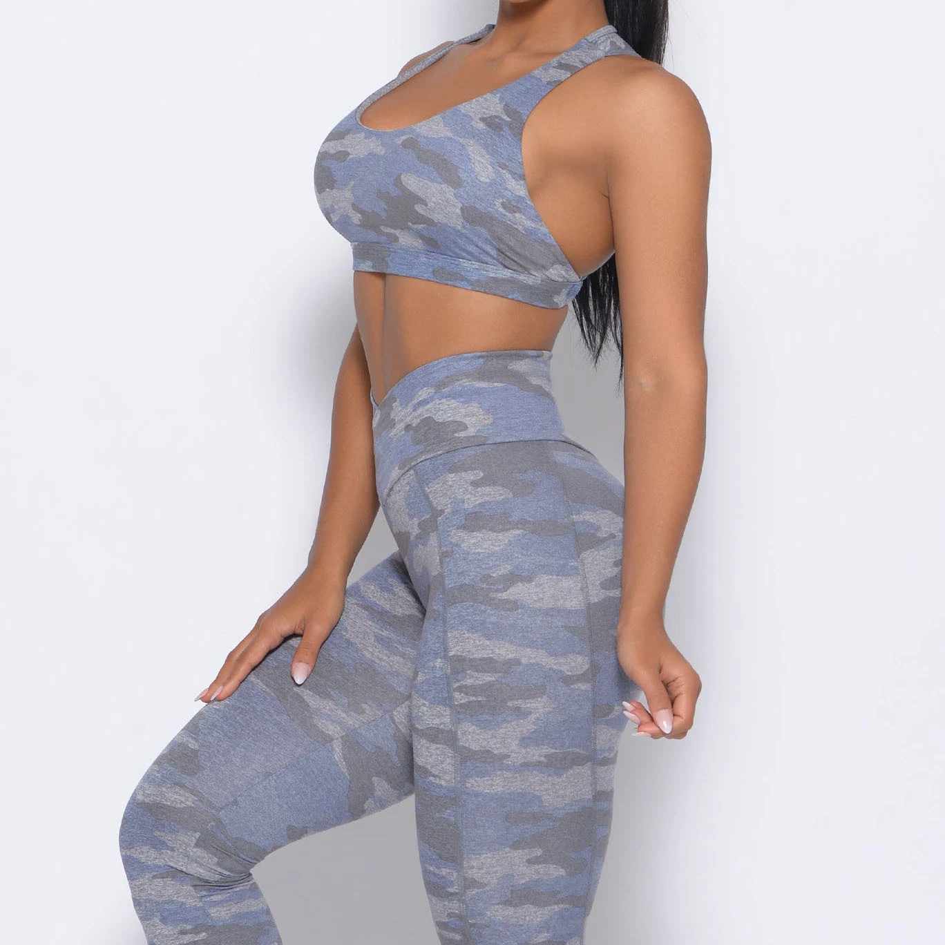 La mujer de verano mayorista de secado rápido desgaste de Yoga Backless Sujetador Cruz traje de pantalón de cintura Fitness Fitness Deportes de conjunto de sujetador trajes QS0678