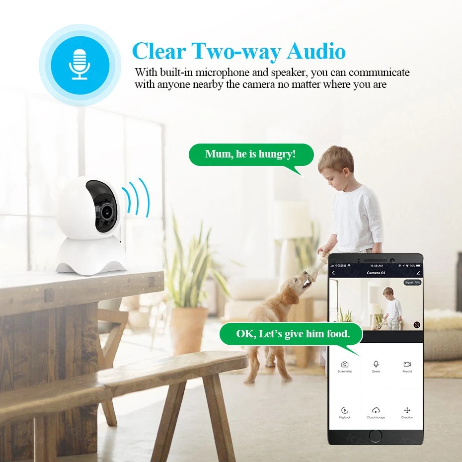 Baby Monitor Audio bidireccional tuya de Visión Nocturna La vida inteligente cámara CCTV WiFi 1080P