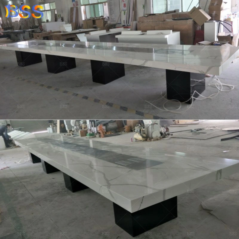 Small Office Conference Table with Wheels Custom Size Rectangle Marble Top Conference Table with Outlet