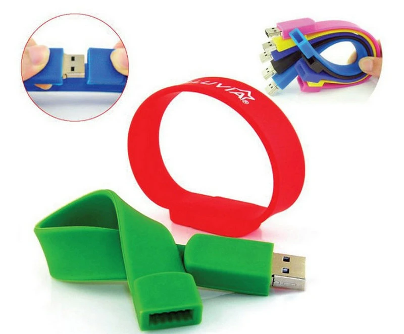 Mayorista de fábrica Bracelete de silicona Pendrive USB Flash con la impresión de logotipo personalizado