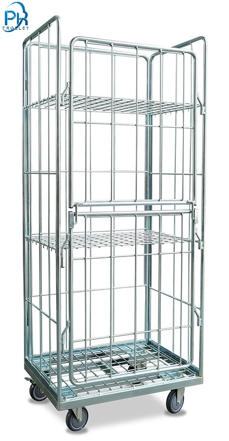 Warehouse Storage Folded Steel Roll Wire Mesh Cage