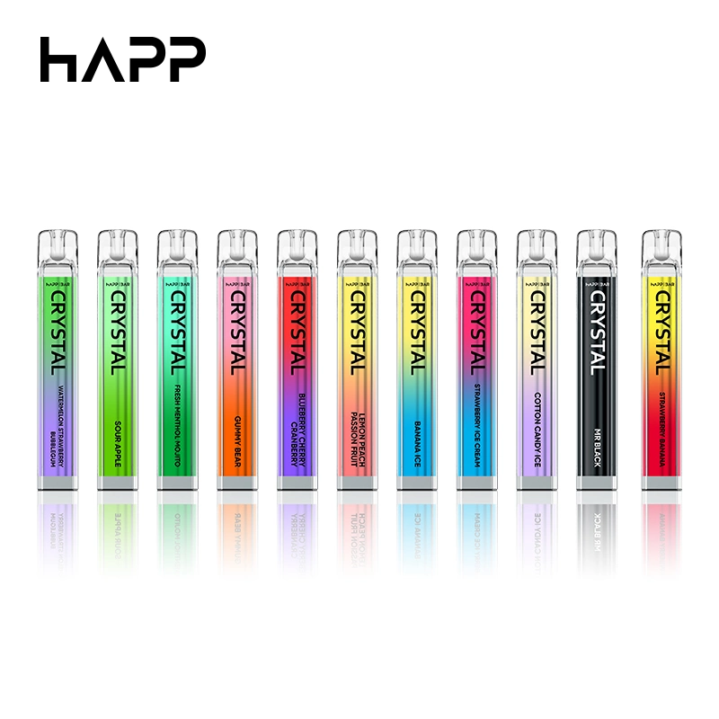 Ca USA Happ Bar Crystal Vape Mesh Coil 600 Puffs 2ml 10 Flavors Disposable E Cigarettes