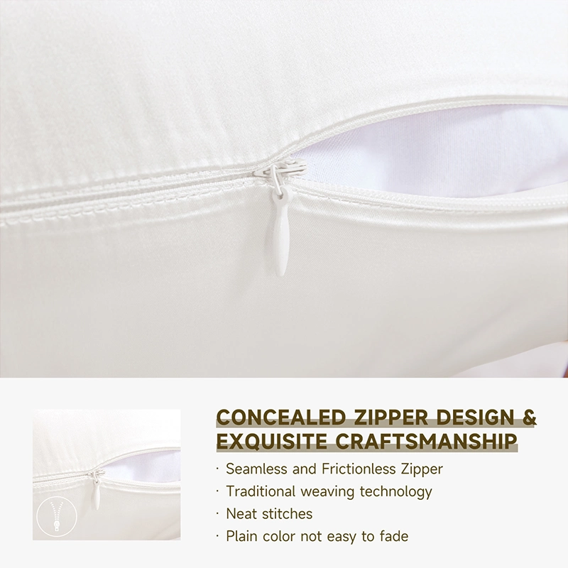 100% funda de almohada 100% seda con seda de arándanos de algodón blanco Funda de almohada logotipo de bordado Agregar etiquetas