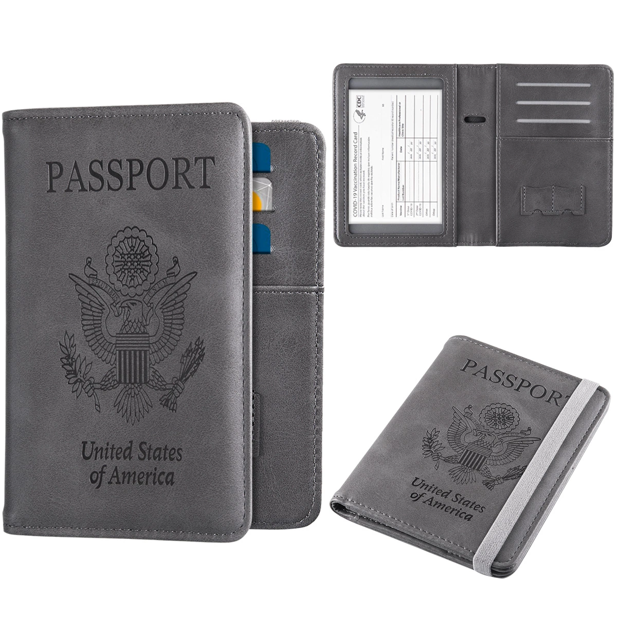 Travel PU Leather Passport Cover Card Holder Wallet Logo Custom Passport Holders