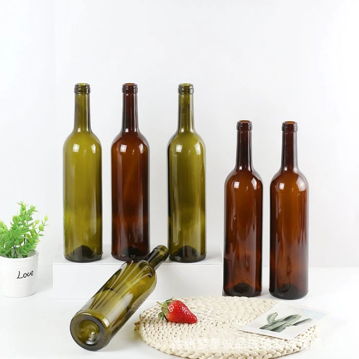 Empty Bordeaux Bottles 750ml Glass Wine Bottles with Cork Lids