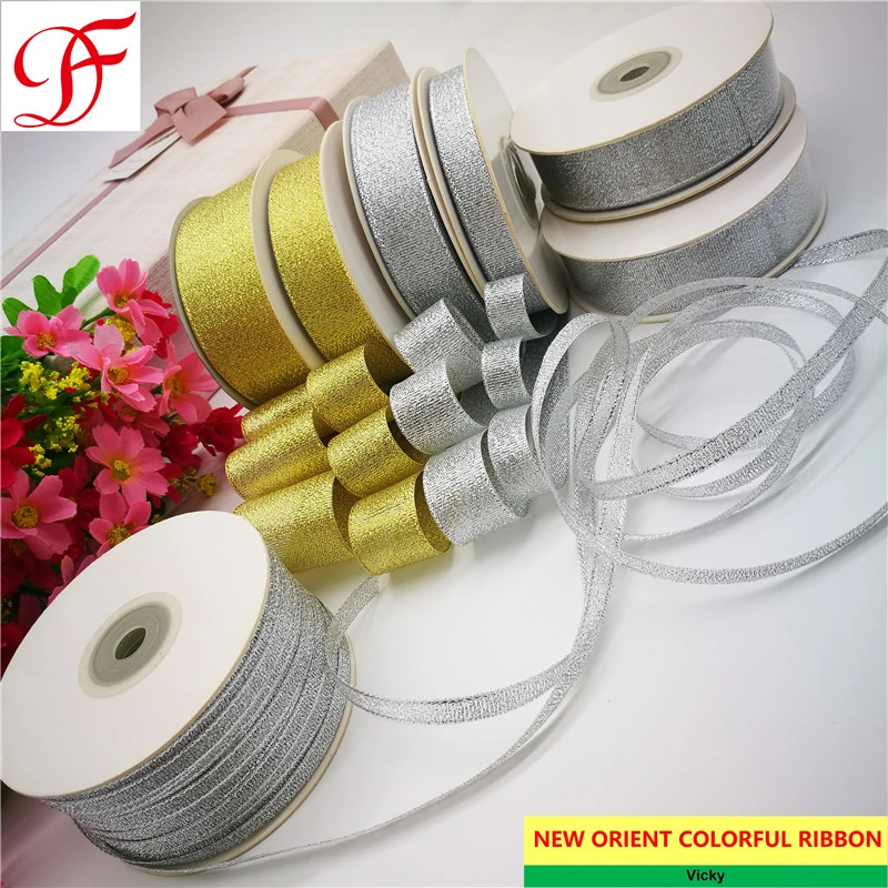 100% Nylon Metallic Colorful Christmas Ribbon Double/Singel Satin Sheer Organza Hemp Taffeta Gingham Grosgrain Ribbon for Wedding Ribbon