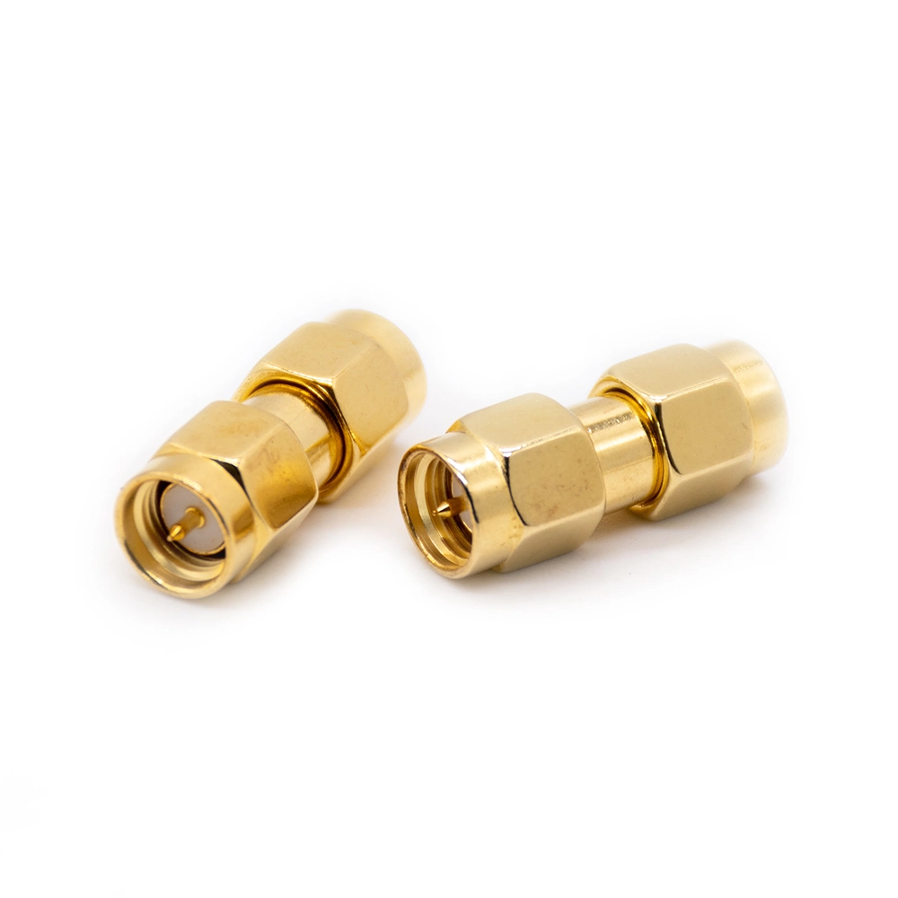 Gold Plated 180 Degree RF Adapter SMA Male to Male Straight Connector