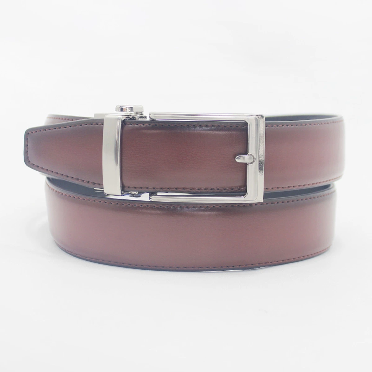 3.5cm Width Rotated Pin Buckle Double Sides Used Top Grain Leather Waist Belts