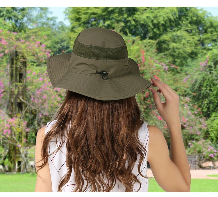 Women Mens Fishing Hunting Breathable Packable Sun Protection Fisherman Custom Logo Bucket Hat with String