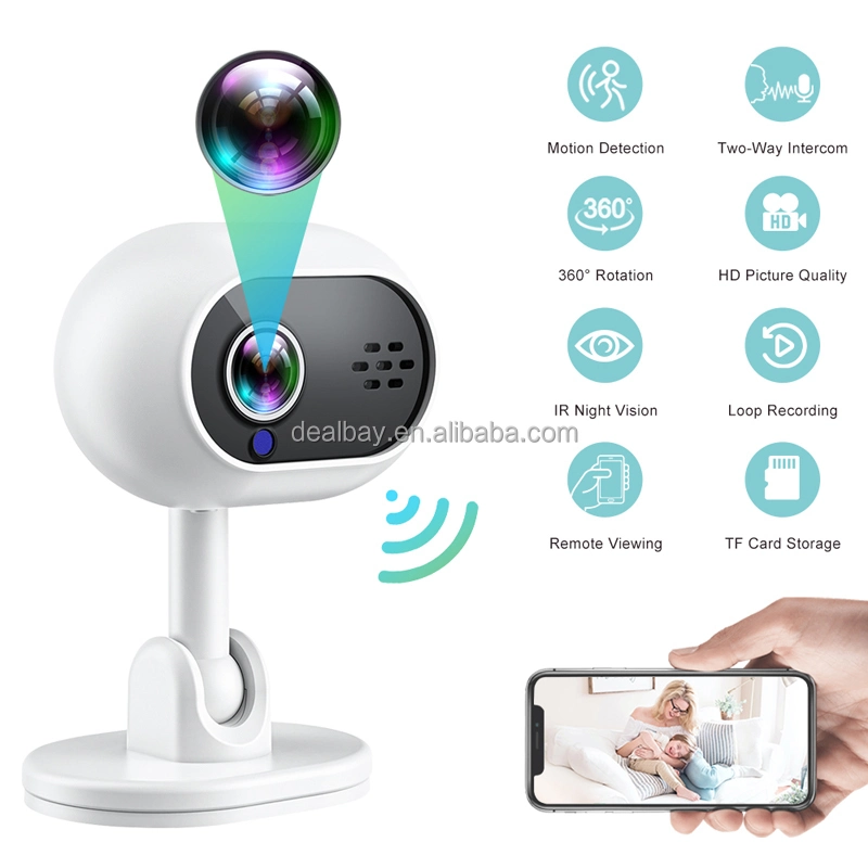 Mini Smart Home Camera 1080P 2.4G WiFi Indoor Security Camera Night Vision Two-Way Audio Motion Detection Alarm Phone APP Wc001A4