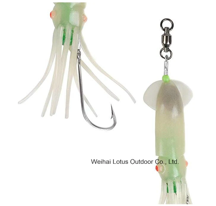 Saltwater Fishing Lure Trolling Squid Offshore Bait Teaser 7" Built-in LED Light Mahi Tuna Marlin Sails Squid Lure Fishing Lures Fishing Tackle