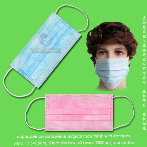 Disposable 1-Ply 2-Ply 3-Ply Safety Face Mask with Elastic Ear-Loops