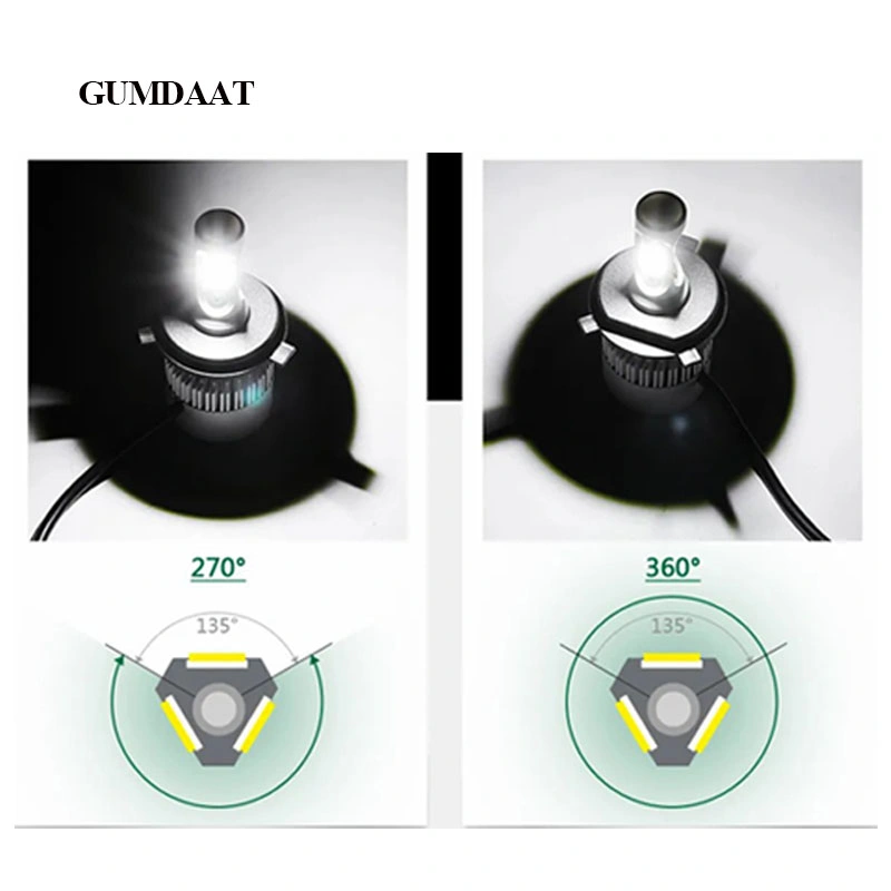 3sides H4 LED Light Bulb S2 Ближний свет фар 9005 H7 Car LED фара