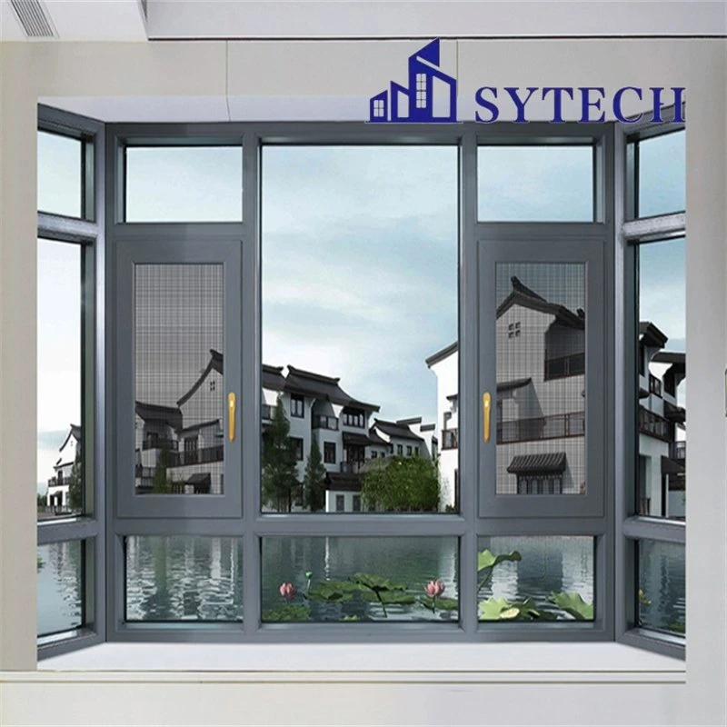 Modern Aluminum Alloy Coated Reflective Low-E safety Glass Swing Casement Fixed Windows