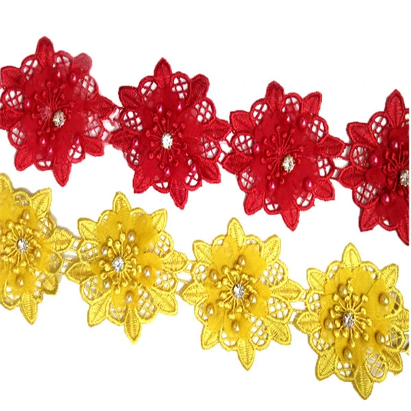 Newest Wholesale/Supplier Colorful Chemical Lace with Beads for Garments&#160;