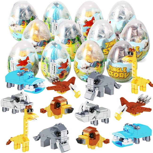 Jungle Animals Building Block Toys Easter Party Favors 6 Styles Amusing Egg Surprise Toy Easter Gift with Mini Blocks