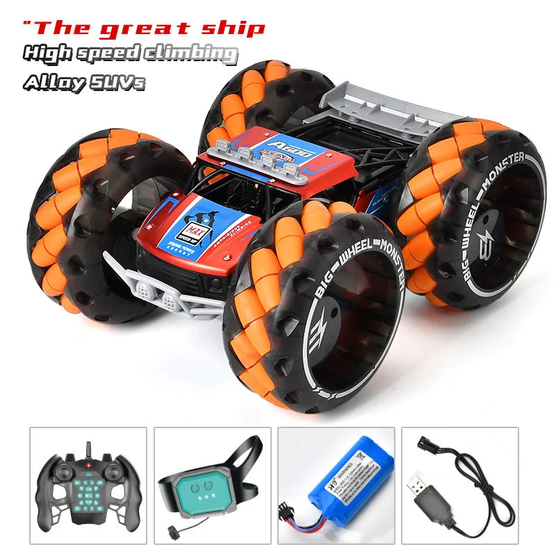 Double Remote Control Mode High Speed Big Wheel Cross Country Vehicle Kids 1: 10 G-Sensor RC Kletterlegierung Spielzeugautos für Offroad