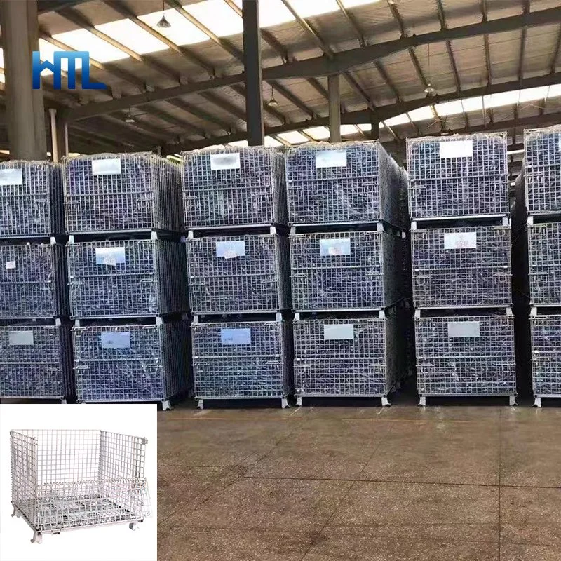 Heavy Duty Galvanized Material Handling Storage Stackable Folding Wire Containers