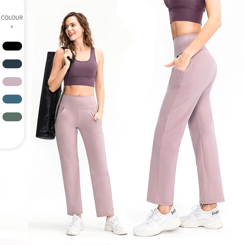 Factory Wholesale/Supplier High quality/High cost performance Casual Street Outfits Sports Pants for Women, Custom Premium Soft Wide Leg Yoga Pants with Pockets Leisure Loose Fitness Trousers