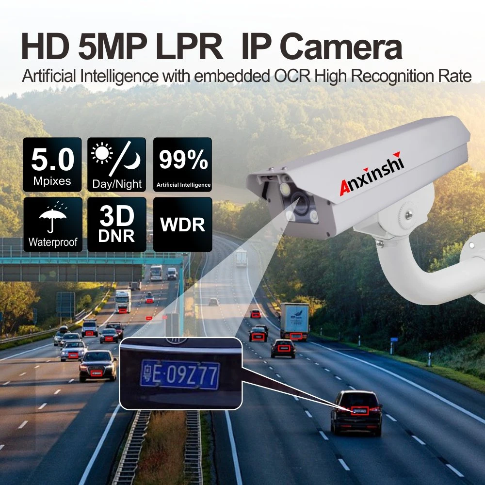 5.0-50mm Ai IP Camera Auto Focus Motorized Zoom Smart License Recognition Professional 5MP Lpr Anpr Car Camera System for Parking and Highway