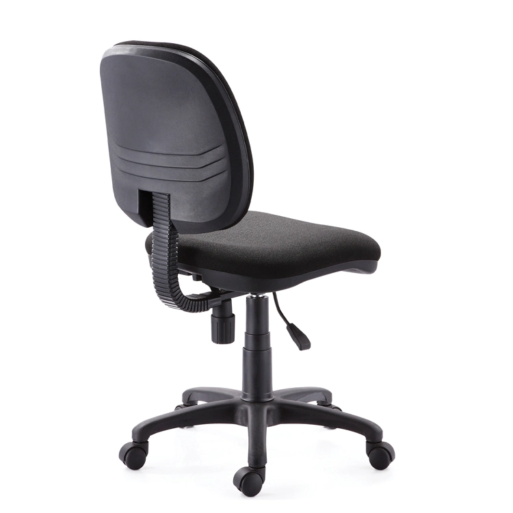 Black Adjustable Fabric Upholstered Swivel Without Arm Office Chair Armless