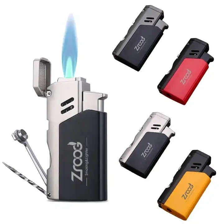 Pipe Lighter for Smoking with Metal Tools Angled Soft Flame Butane Gas