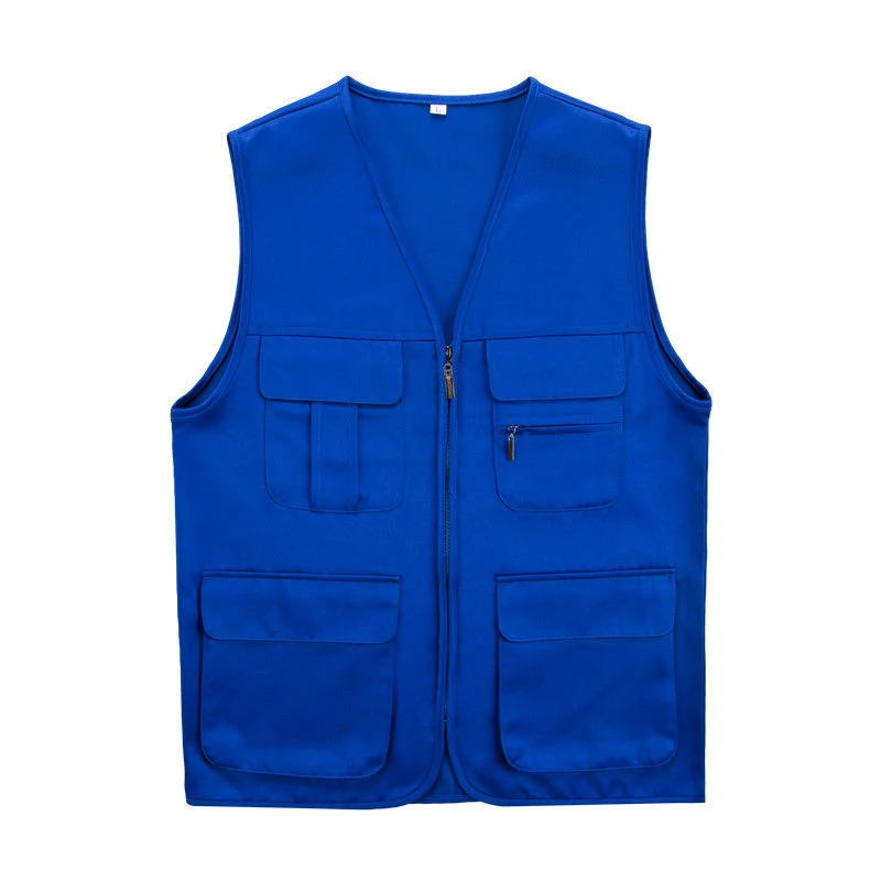 Gilet de travail en toile d'architecture d'électricien en polyester blanc sur mesure