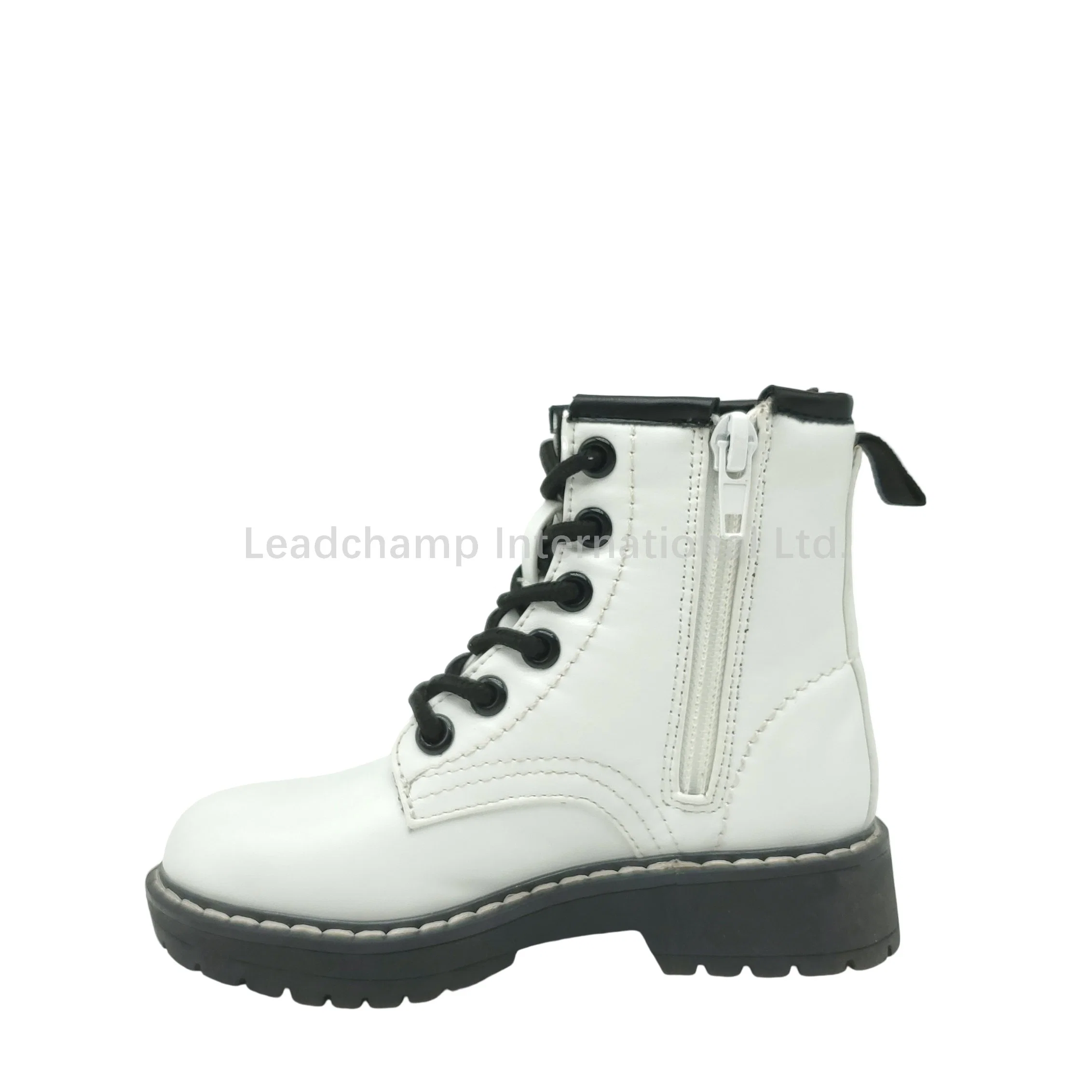 Children Fashion Simple White PU Flat Leisure Boots