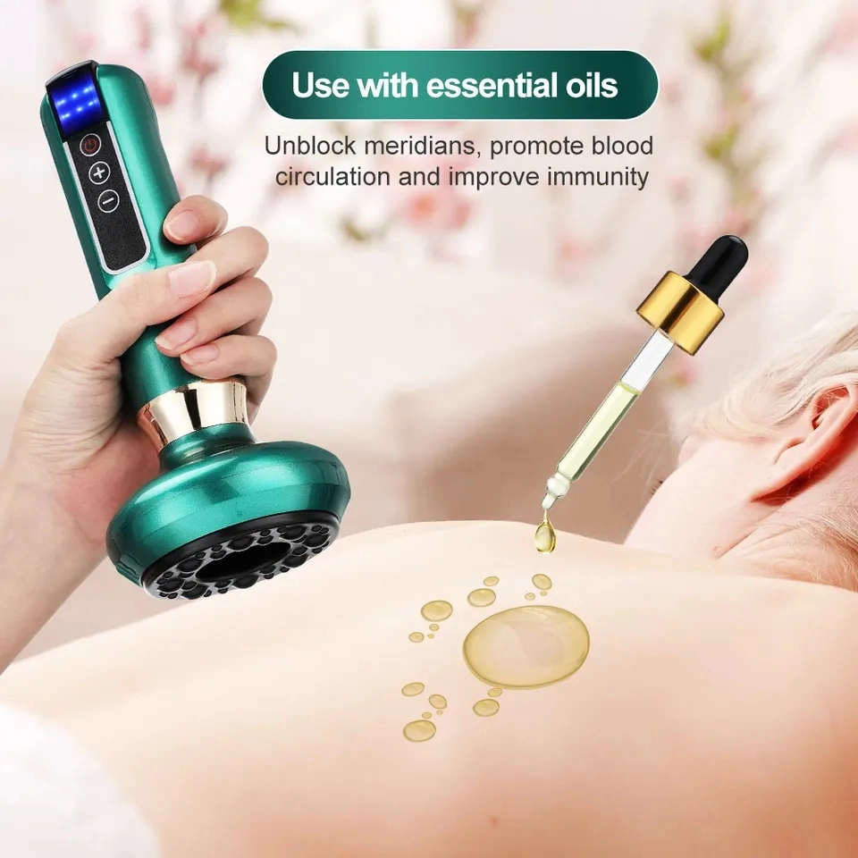 12 Gear Rechargeable LED Intelligent Air Breathing Cupping Heating Device Portable Electric Guasha Cupping Massage Machine